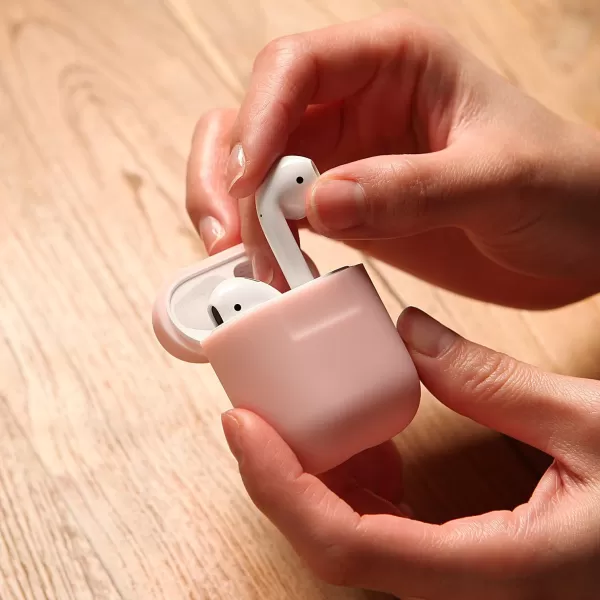 elago Premium Silicone AirPods Case Designed for Apple AirPods 1 and 2 Front LED Visible PeachGrey