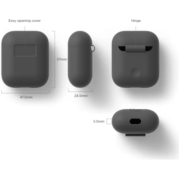 elago Premium Silicone AirPods Case Designed for Apple AirPods 1 and 2 Front LED Visible PeachGrey