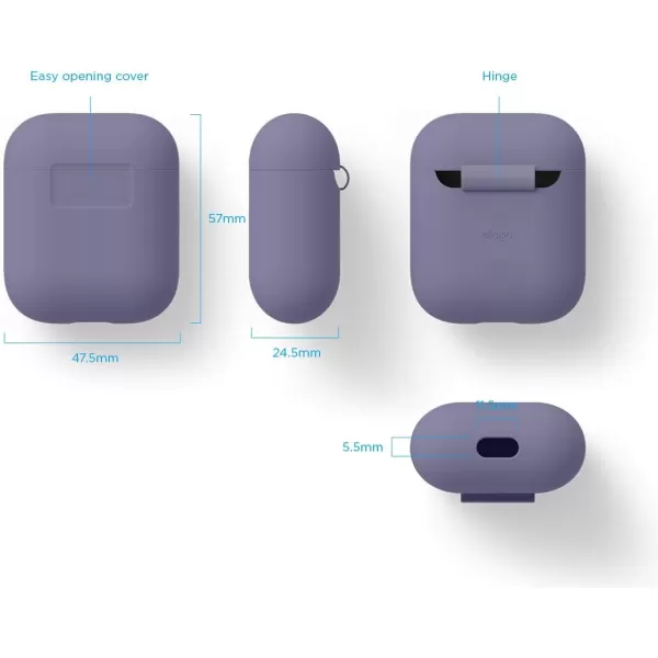 elago Premium Silicone AirPods Case Designed for Apple AirPods 1 and 2 Front LED Visible PeachLavender Gray