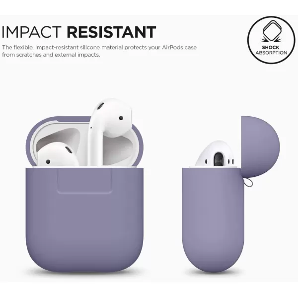 elago Premium Silicone AirPods Case Designed for Apple AirPods 1 and 2 Front LED Visible PeachLavender Gray