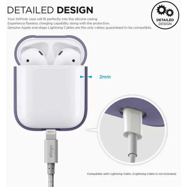 elago Premium Silicone AirPods Case Designed for Apple AirPods 1 and 2 Front LED Visible PeachLavender Gray