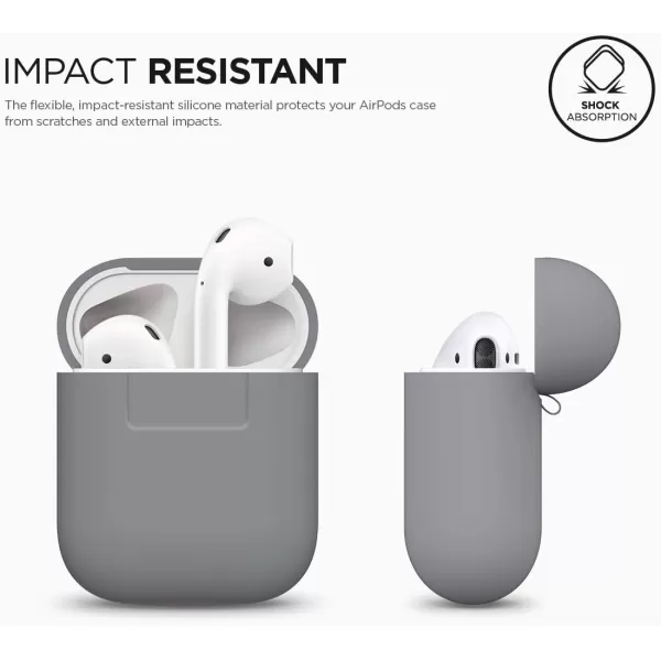 elago Premium Silicone AirPods Case Designed for Apple AirPods 1 and 2 Front LED Visible PeachMedium Gray