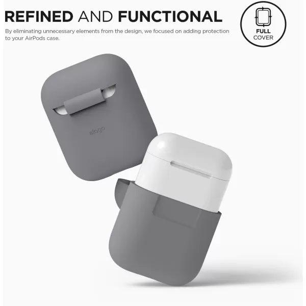 elago Premium Silicone AirPods Case Designed for Apple AirPods 1 and 2 Front LED Visible PeachMedium Gray