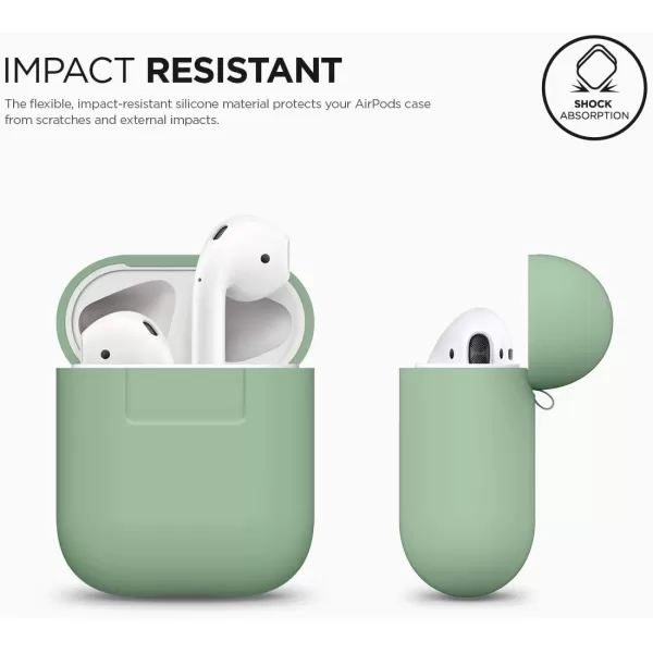 elago Premium Silicone AirPods Case Designed for Apple AirPods 1 and 2 Front LED Visible PeachPastel Green