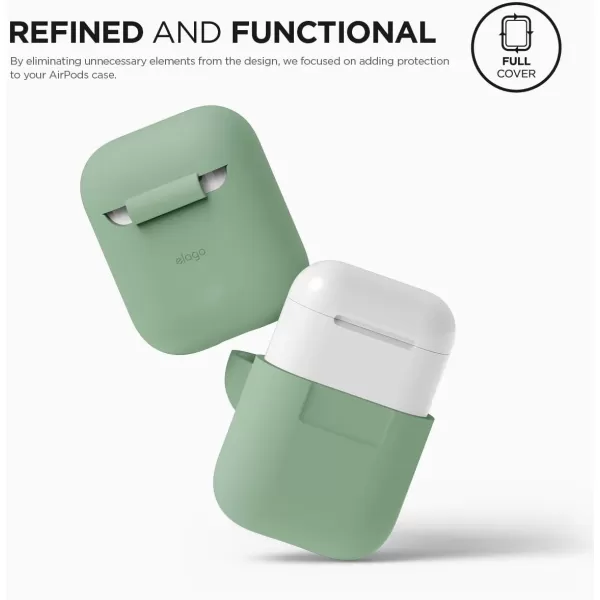 elago Premium Silicone AirPods Case Designed for Apple AirPods 1 and 2 Front LED Visible PeachPastel Green