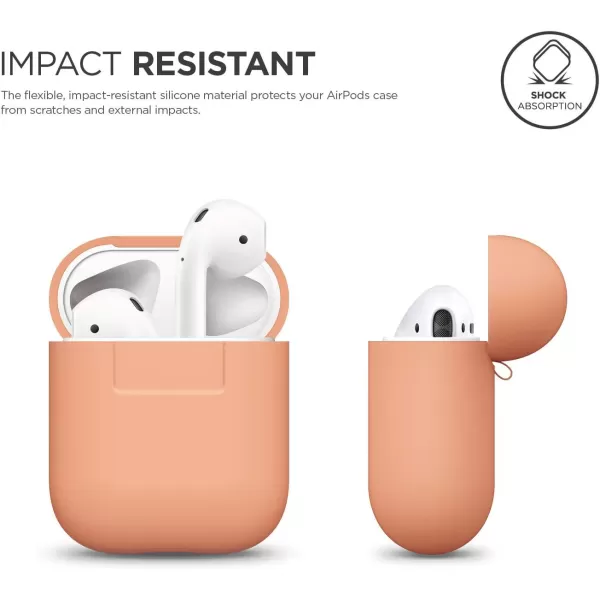 elago Premium Silicone AirPods Case Designed for Apple AirPods 1 and 2 Front LED Visible PeachPeach