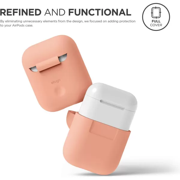 elago Premium Silicone AirPods Case Designed for Apple AirPods 1 and 2 Front LED Visible PeachPeach