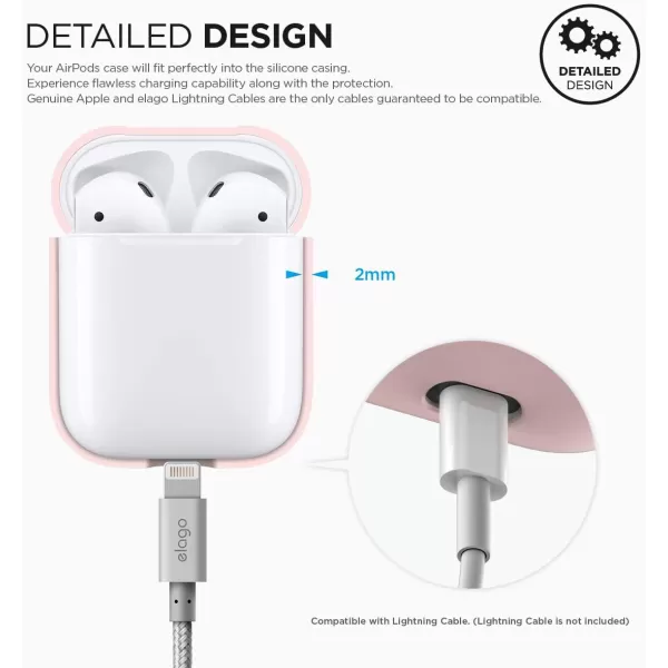 elago Premium Silicone AirPods Case Designed for Apple AirPods 1 and 2 Front LED Visible PeachPink