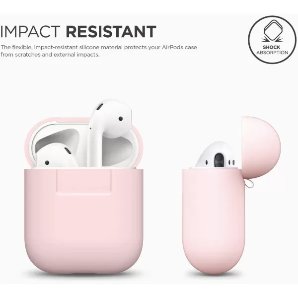 elago Premium Silicone AirPods Case Designed for Apple AirPods 1 and 2 Front LED Visible PeachPink