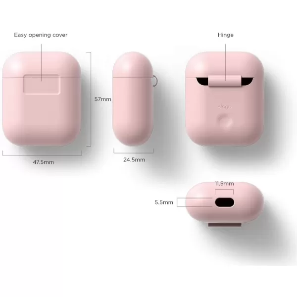 elago Premium Silicone AirPods Case Designed for Apple AirPods 1 and 2 Front LED Visible PeachPink