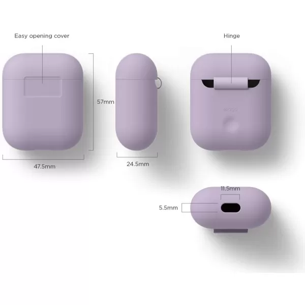 elago Premium Silicone AirPods Case Designed for Apple AirPods 1 and 2 Front LED Visible PeachPurple