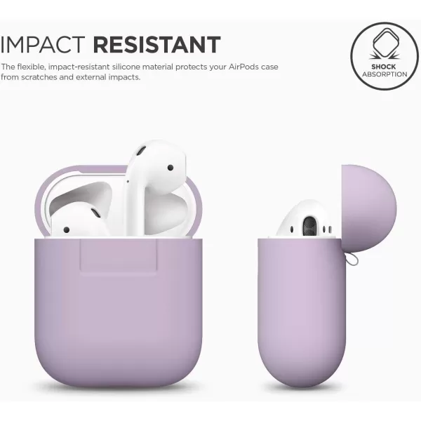 elago Premium Silicone AirPods Case Designed for Apple AirPods 1 and 2 Front LED Visible PeachPurple