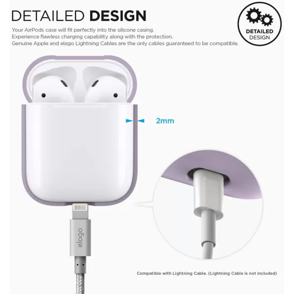 elago Premium Silicone AirPods Case Designed for Apple AirPods 1 and 2 Front LED Visible PeachPurple