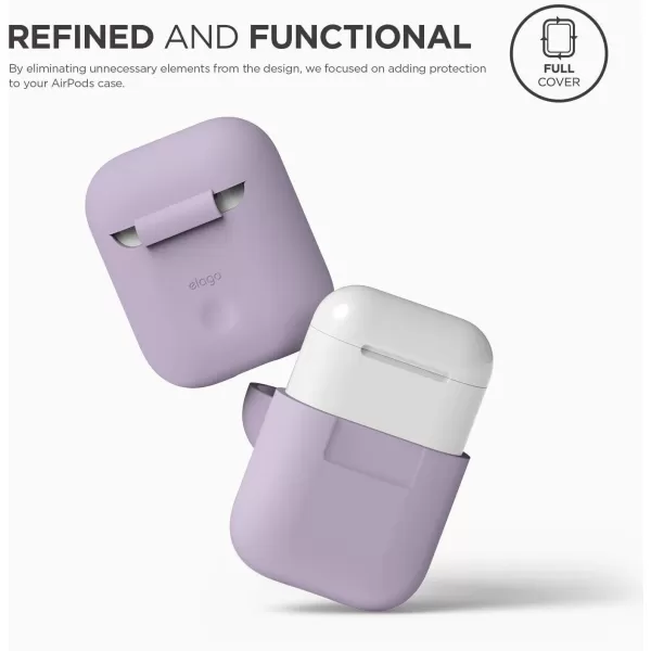 elago Premium Silicone AirPods Case Designed for Apple AirPods 1 and 2 Front LED Visible PeachPurple