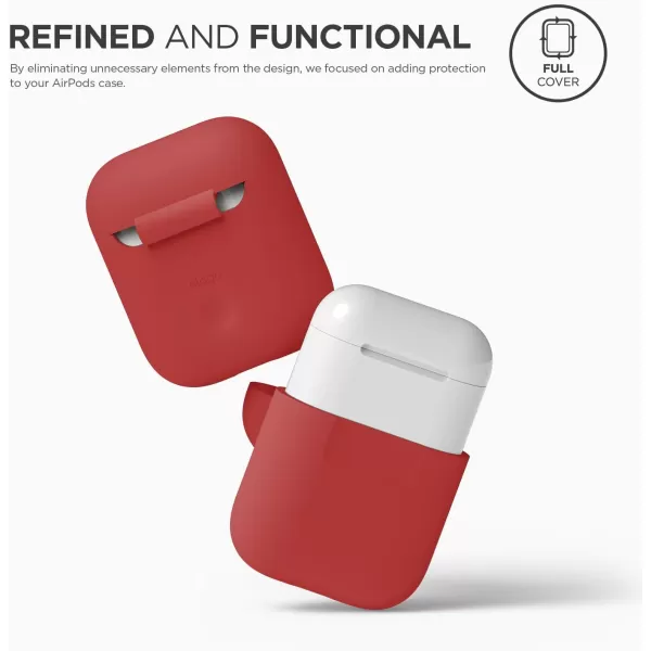 elago Premium Silicone AirPods Case Designed for Apple AirPods 1 and 2 Front LED Visible PeachRed