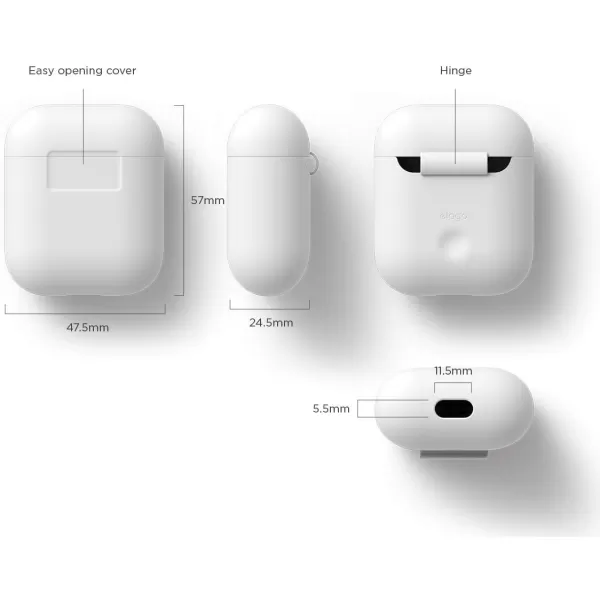 elago Premium Silicone AirPods Case Designed for Apple AirPods 1 and 2 Front LED Visible PeachWhite