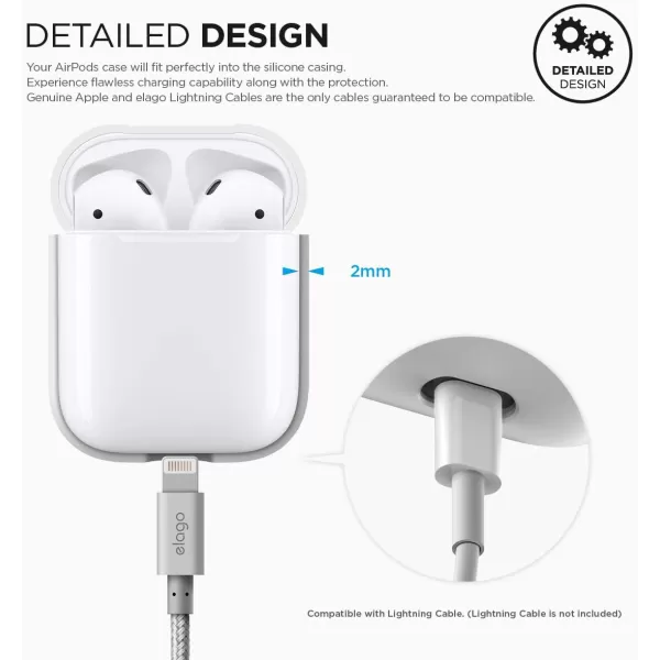 elago Premium Silicone AirPods Case Designed for Apple AirPods 1 and 2 Front LED Visible PeachWhite