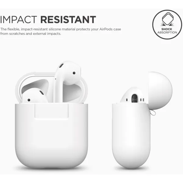 elago Premium Silicone AirPods Case Designed for Apple AirPods 1 and 2 Front LED Visible PeachWhite