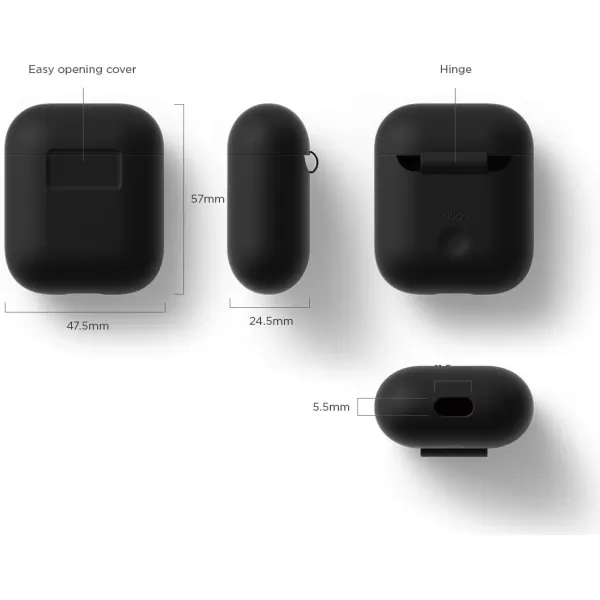 elago Premium Silicone AirPods Case Designed for Apple AirPods 1 and 2 Front LED Visible Peachblack