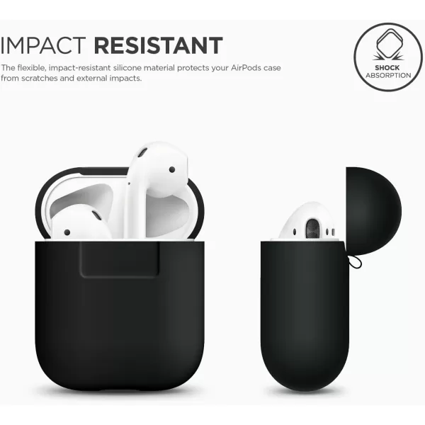 elago Premium Silicone AirPods Case Designed for Apple AirPods 1 and 2 Front LED Visible Peachblack