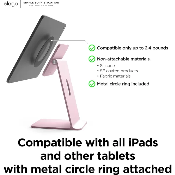 elago Premium iPad Magnetic Stand Designed for iPad Pro 1295th4th Gen iPad Pro 113rd2nd Gen iPad Air 1095th4th Gen iPad Mini 836th Gen iPad 10910th Gen SilverSand Pink