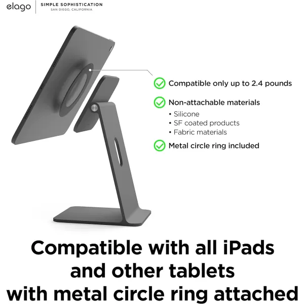 elago Premium iPad Magnetic Stand Designed for iPad Pro 1295th4th Gen iPad Pro 113rd2nd Gen iPad Air 1095th4th Gen iPad Mini 836th Gen iPad 10910th Gen SilverDark Grey