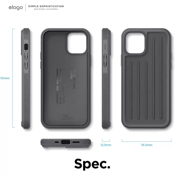 elago Protective Armor Case Compatible with iPhone 12 and Compatible with iPhone 12 Pro 61 Inch Black  Shock Absorbing Design Durable TPU Wireless Charging SupportedGraphite Grey