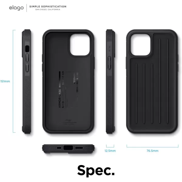 elago Protective Armor Case Compatible with iPhone 12 and Compatible with iPhone 12 Pro 61 Inch Black  Shock Absorbing Design Durable TPU Wireless Charging SupportedBlack