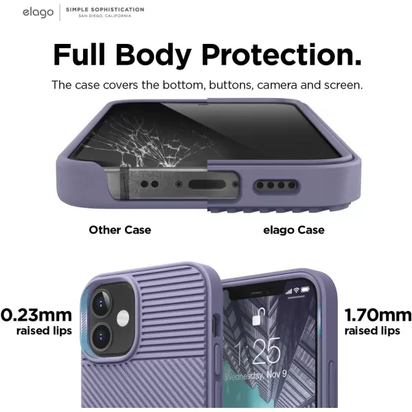 elago Protective Cushion Case Compatible with iPhone 12 Mini 2020 Black  Shock Absorbing Design Wireless Charging Supported Durable TPU Material US Patent RegisteredPurple Grey