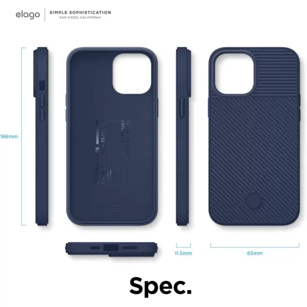 elago Protective Cushion Case Compatible with iPhone 12 Pro Max 2020 Graphite Grey  Shock Absorbing Design Wireless Charging Supported Durable TPU Material US Patent RegisteredNavy Blue