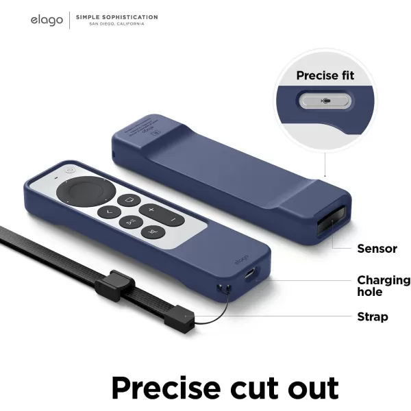 elago R1 Case Compatible with 2022 Apple TV 4K Siri Remote 3rd Gen 2021 Siri Remote 2nd Gen Magnet Technology Lanyard Included Full Access to All Functions BlackJean Indigo