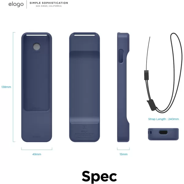 elago R1 Case Compatible with 2022 Apple TV 4K Siri Remote 3rd Gen 2021 Siri Remote 2nd Gen Magnet Technology Lanyard Included Full Access to All Functions BlackJean Indigo