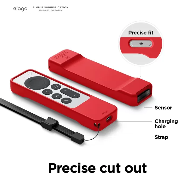 elago R1 Case Compatible with 2022 Apple TV 4K Siri Remote 3rd Gen 2021 Siri Remote 2nd Gen Magnet Technology Lanyard Included Full Access to All Functions BlackRed