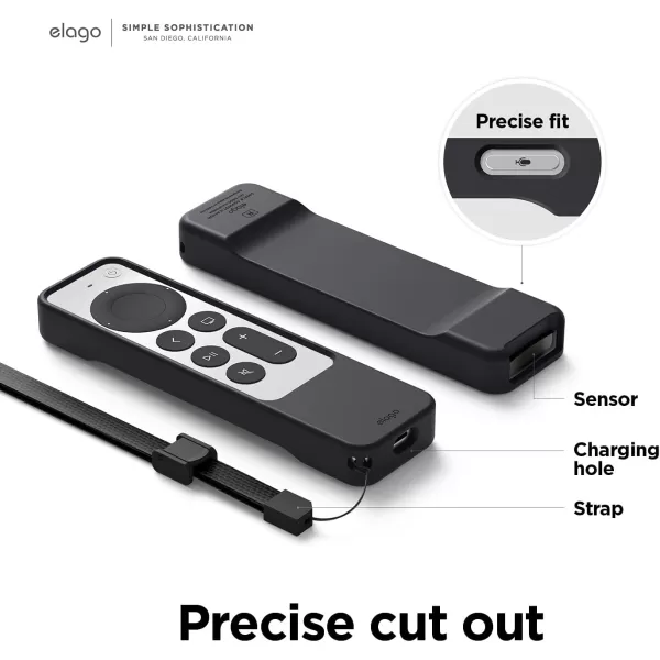 elago R1 Case Compatible with 2022 Apple TV 4K Siri Remote 3rd Gen 2021 Siri Remote 2nd Gen Magnet Technology Lanyard Included Full Access to All Functions BlackBlack