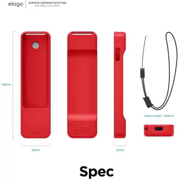 elago R1 Case Compatible with 2022 Apple TV 4K Siri Remote 3rd Gen 2021 Siri Remote 2nd Gen Magnet Technology Lanyard Included Full Access to All Functions BlackRed