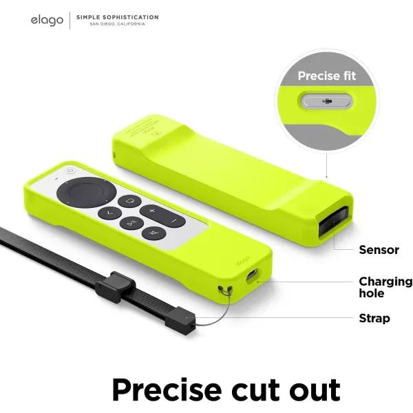 elago R1 Case Compatible with 2022 Apple TV 4K Siri Remote 3rd Gen 2021 Siri Remote 2nd Gen Magnet Technology Lanyard Included Full Access to All Functions BlackNeon Yellow