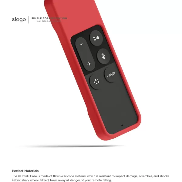 elago R1 Protective Silicone Case Cover Compatible with Apple TV 4K Siri 4th and 5th Generation Siri Remote Control  Magnet Technology Lanyard Included Shock Absorption  BlackRed