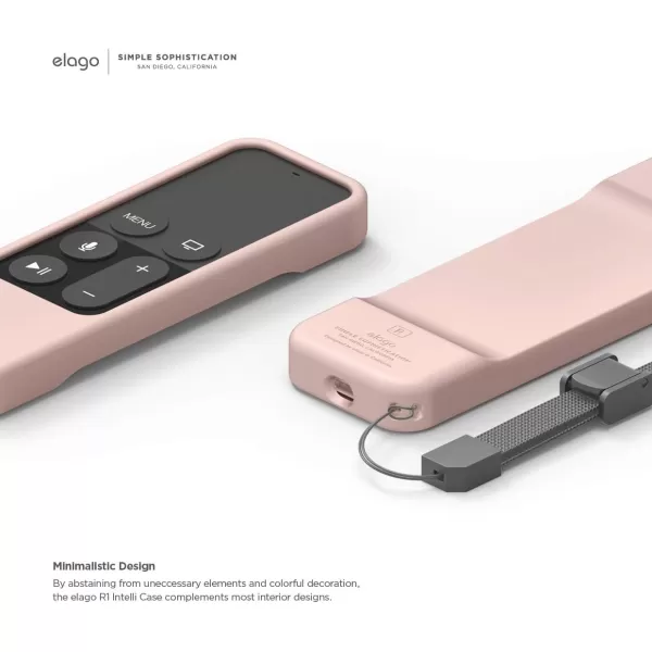 elago R1 Protective Silicone Case Cover Compatible with Apple TV 4K Siri 4th and 5th Generation Siri Remote Control  Magnet Technology Lanyard Included Shock Absorption  BlackSand Pink