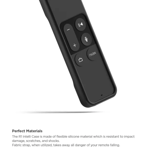 elago R1 Protective Silicone Case Cover Compatible with Apple TV 4K Siri 4th and 5th Generation Siri Remote Control  Magnet Technology Lanyard Included Shock Absorption  BlackBlack