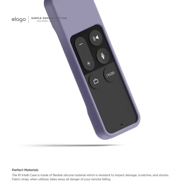 elago R1 Protective Silicone Case Cover Compatible with Apple TV 4K Siri 4th and 5th Generation Siri Remote Control  Magnet Technology Lanyard Included Shock Absorption  BlackLavender Grey