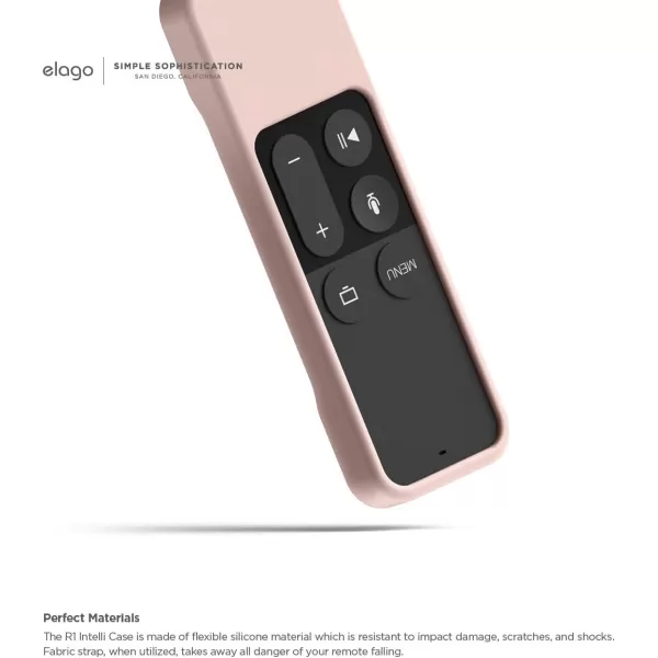 elago R1 Protective Silicone Case Cover Compatible with Apple TV 4K Siri 4th and 5th Generation Siri Remote Control  Magnet Technology Lanyard Included Shock Absorption  BlackSand Pink