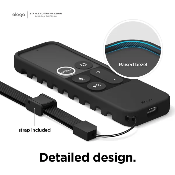 elago R3 Protective Case Compatible with Apple TV Siri Remote 1st Generation Neon Yellow  Extra Protection Durable Silicone Lanyard Included Full AccessBlack