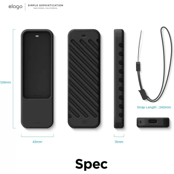 elago R3 Protective Case Compatible with Apple TV Siri Remote 1st Generation Neon Yellow  Extra Protection Durable Silicone Lanyard Included Full AccessBlack