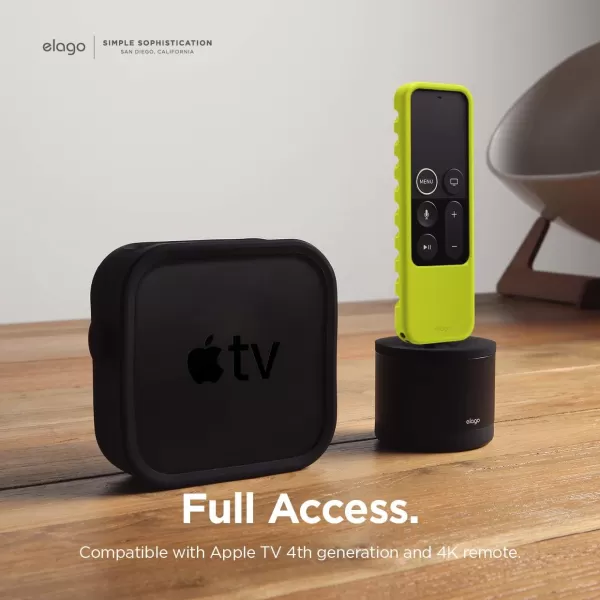 elago R3 Protective Case Compatible with Apple TV Siri Remote 1st Generation Neon Yellow  Extra Protection Durable Silicone Lanyard Included Full AccessNeon Yellow