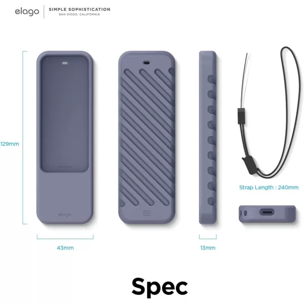 elago R3 Protective Case Compatible with Apple TV Siri Remote 1st Generation Neon Yellow  Extra Protection Durable Silicone Lanyard Included Full AccessLavender Grey