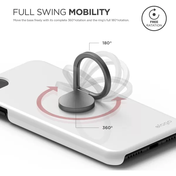 elago Ring Holder Stand Silver  360 Degree RotationKickstandAluminum BodyExtra stikers inclued  for All Smart PhonesDark Grey