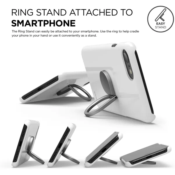 elago Ring Holder Stand Silver  360 Degree RotationKickstandAluminum BodyExtra stikers inclued  for All Smart PhonesDark Grey