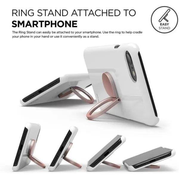 elago Ring Holder Stand Silver  360 Degree RotationKickstandAluminum BodyExtra stikers inclued  for All Smart PhonesRose Gold