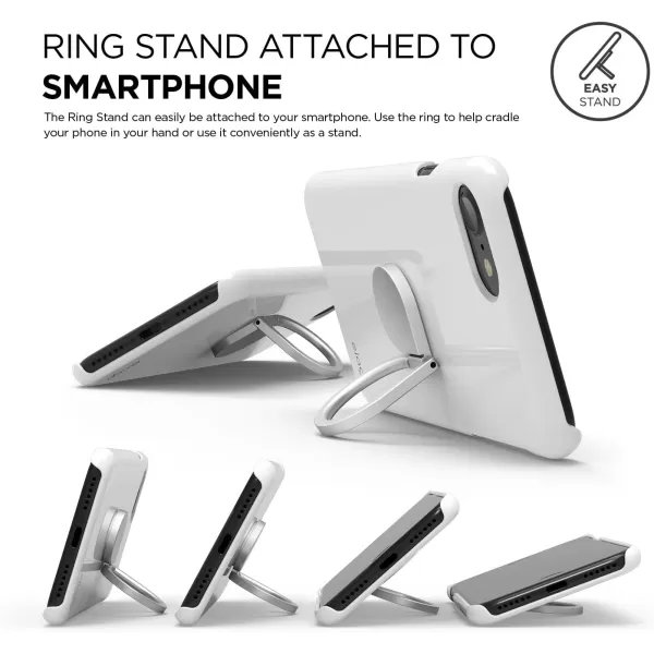 elago Ring Holder Stand Silver  360 Degree RotationKickstandAluminum BodyExtra stikers inclued  for All Smart PhonesSilver