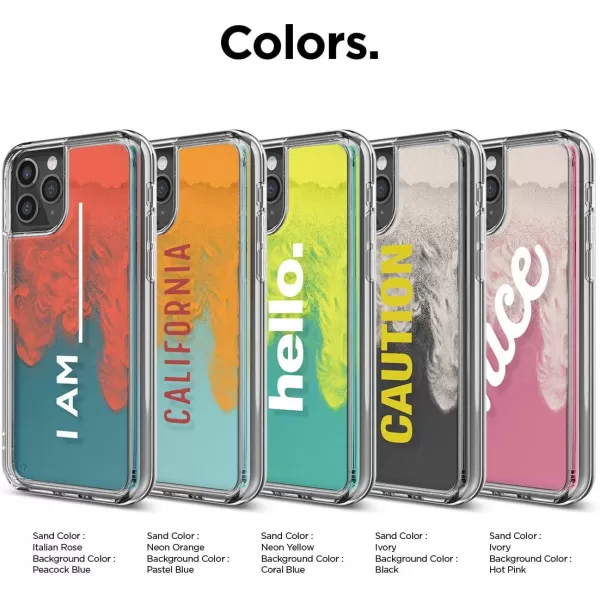 elago Sand Case Compatible with iPhone 11 Pro  Waterfall Effect Liquid Neon Sand CameraDrop Protection Fully Covered Fit Tested Hello  Neon Yellow Nightglow Green  Coral BlueCAUTION